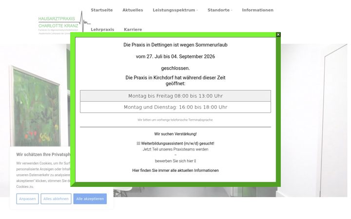Snímek obrazovky hausarztpraxiskranz.de