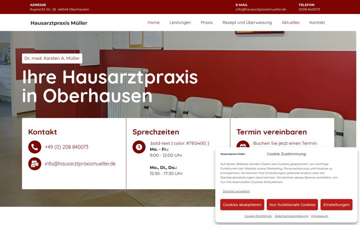 Snímek obrazovky hausarztpraxismueller.de