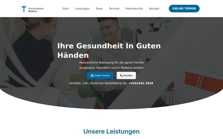 Screenshot of hausarztpraxismuttenz.ch