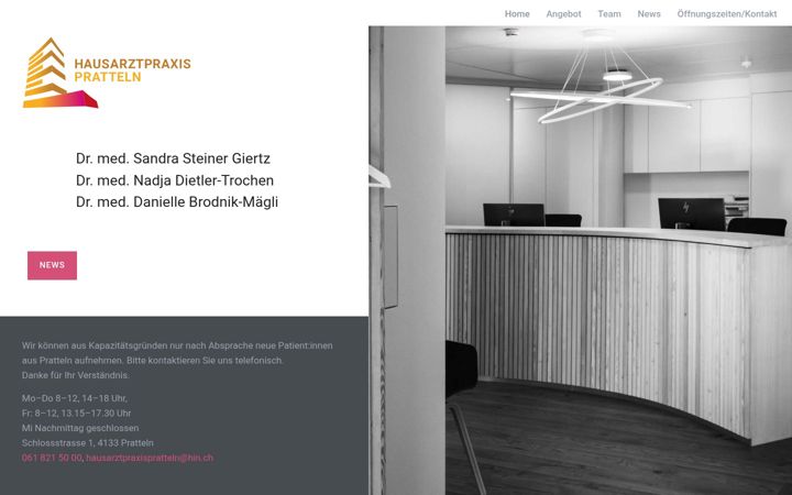 Screenshot of hausarztpraxispratteln.ch