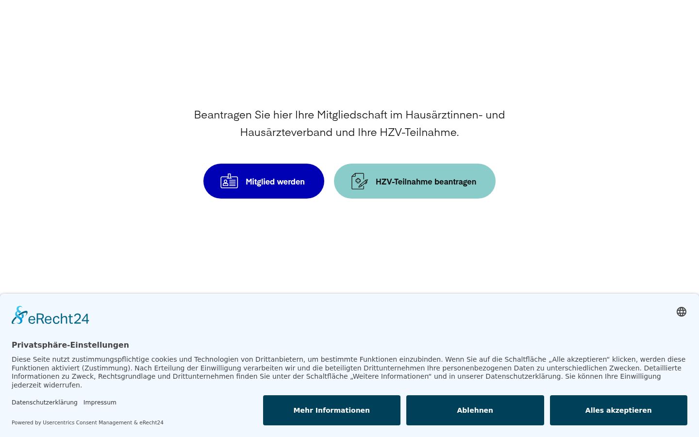 Screenshot of the consent banner shown before any interaction