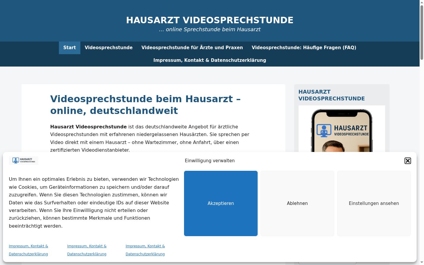 Screenshot of the consent banner shown before any interaction