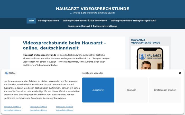 Screenshot of hausarztvideosprechstunde.de