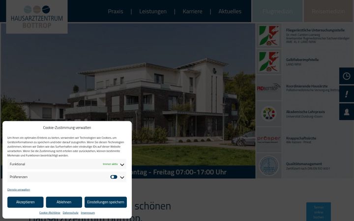 Snímek obrazovky hausarztzentrum-bottrop.de