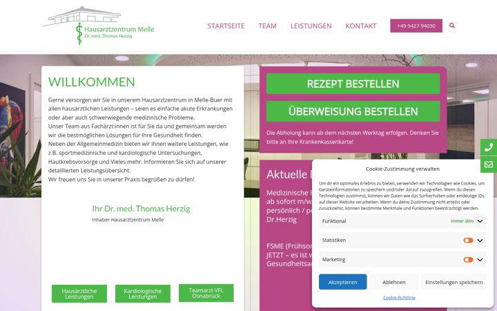 Screenshot of hausarztzentrum-melle.de