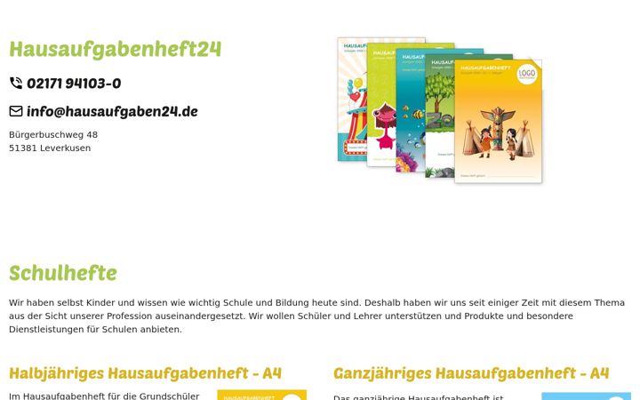 Screenshot of hausaufgabenheft24.de