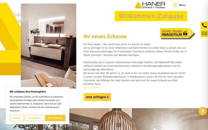 Screenshot di hausbau-haener.de