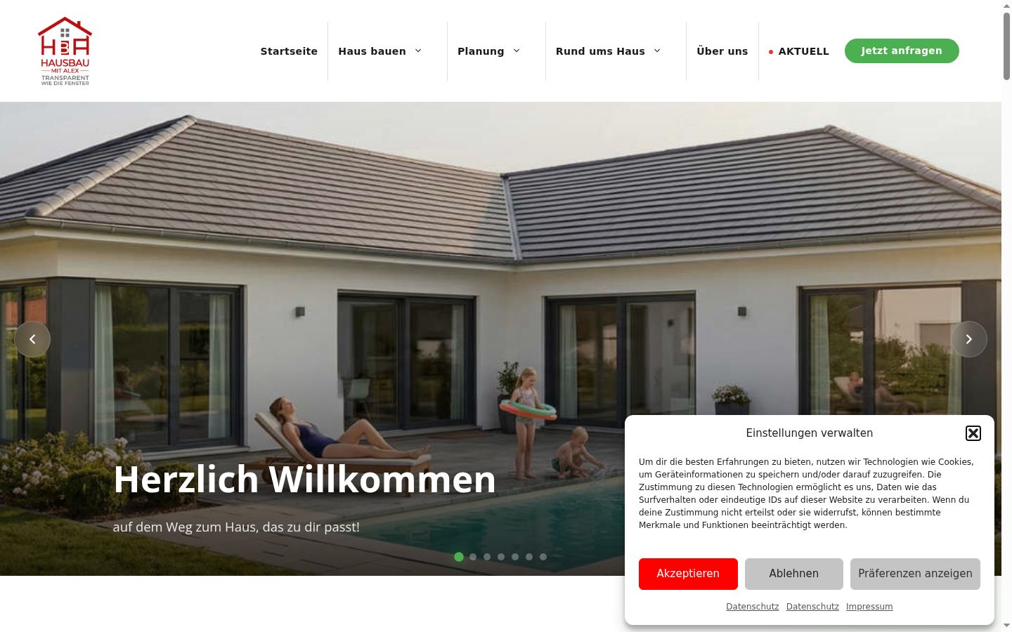 Screenshot des Einwilligungsbanners vor jeglicher Interaktion