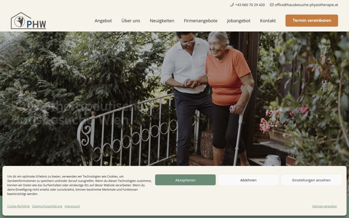 Snímek obrazovky hausbesuche-physiotherapie.at