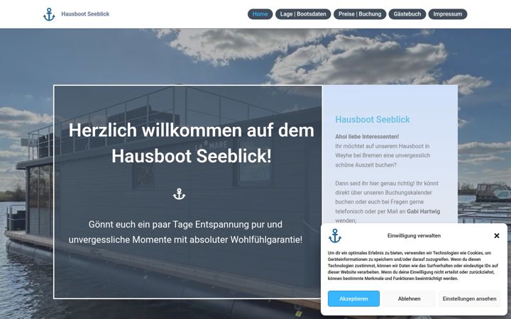Screenshot of hausboot-seeblick.com