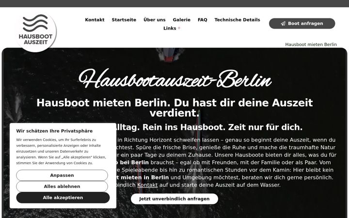 Screenshot of hausbootauszeit-berlin.de