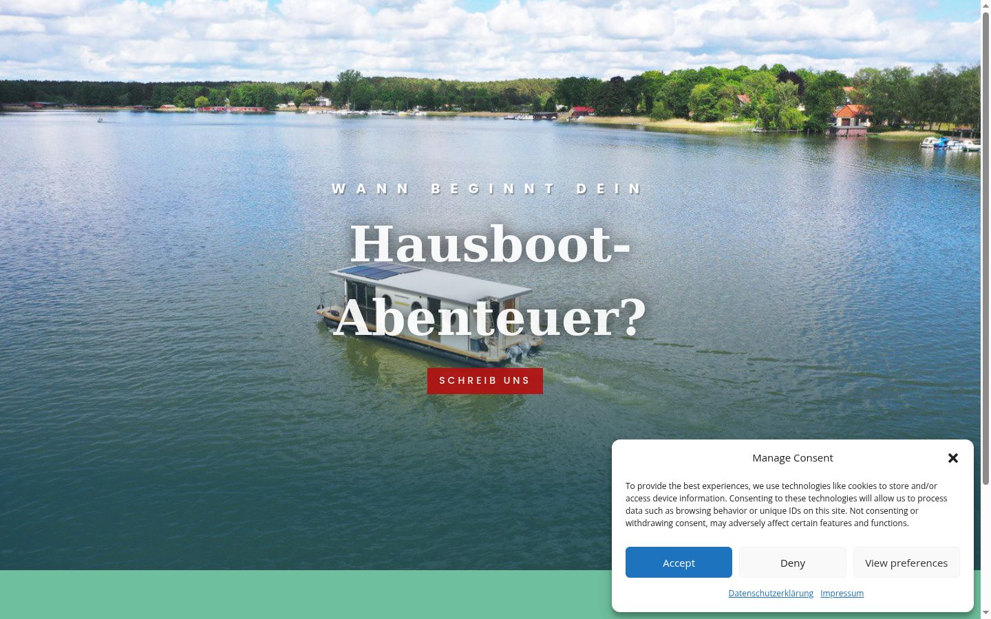 Screenshot des Einwilligungsbanners vor jeglicher Interaktion