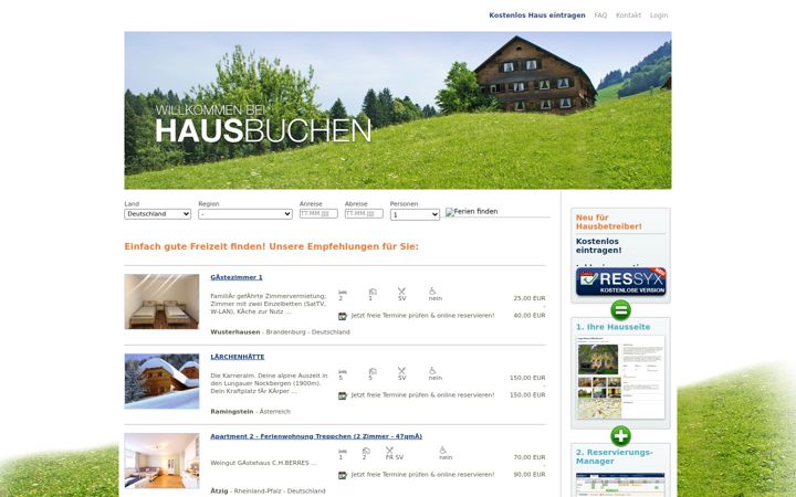 Screenshot of hausbuchen.de