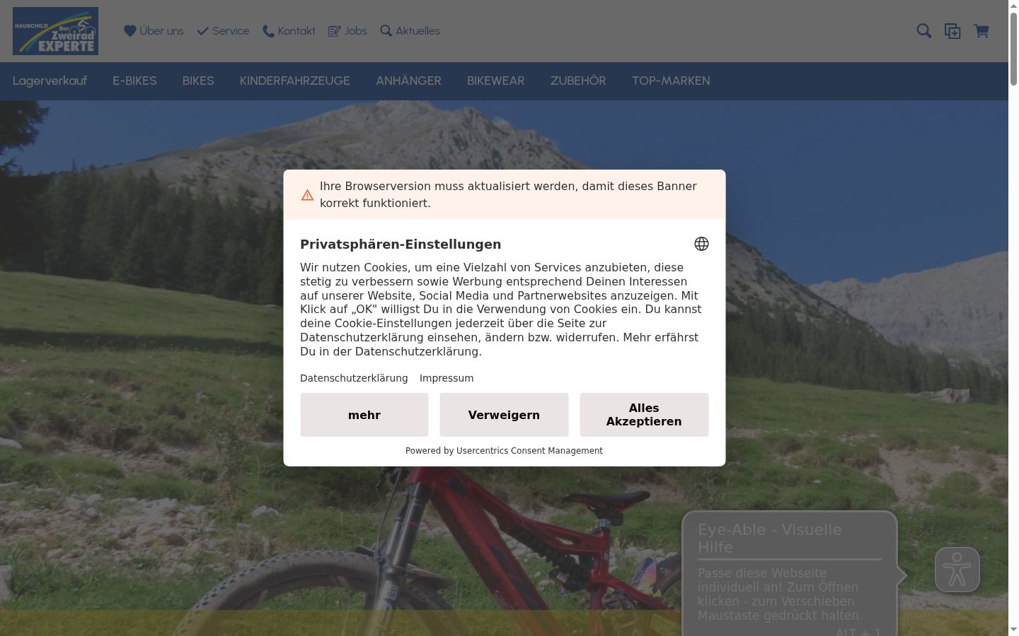 Screenshot del banner di consenso mostrato prima di qualsiasi interazione