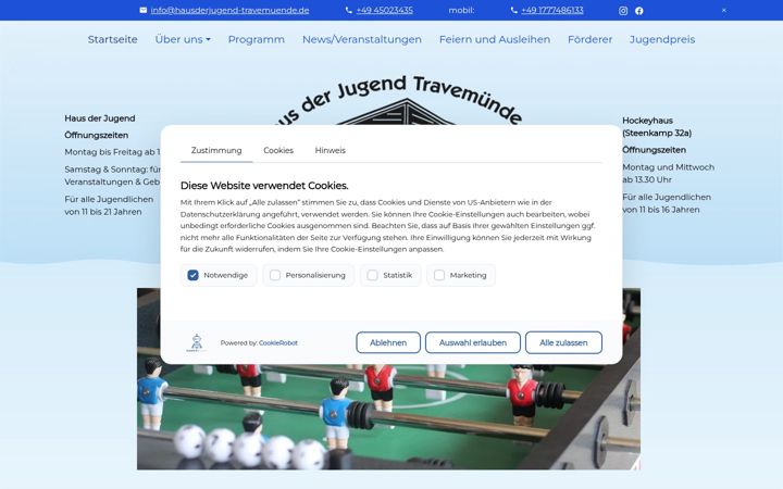 Screenshot of hausderjugend-travemuende.de