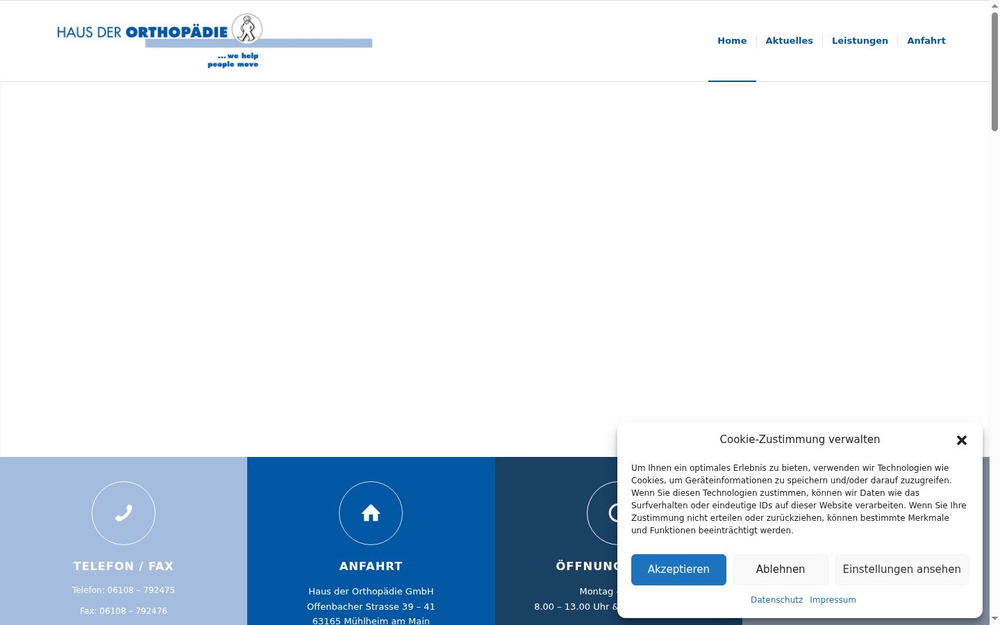 Screenshot des Einwilligungsbanners vor jeglicher Interaktion