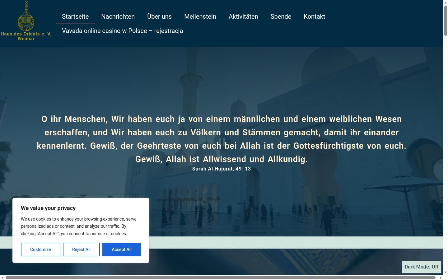 Screenshot del banner di consenso mostrato prima di qualsiasi interazione