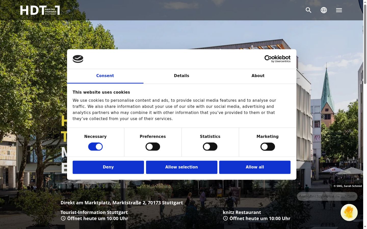 Screenshot del banner di consenso mostrato prima di qualsiasi interazione