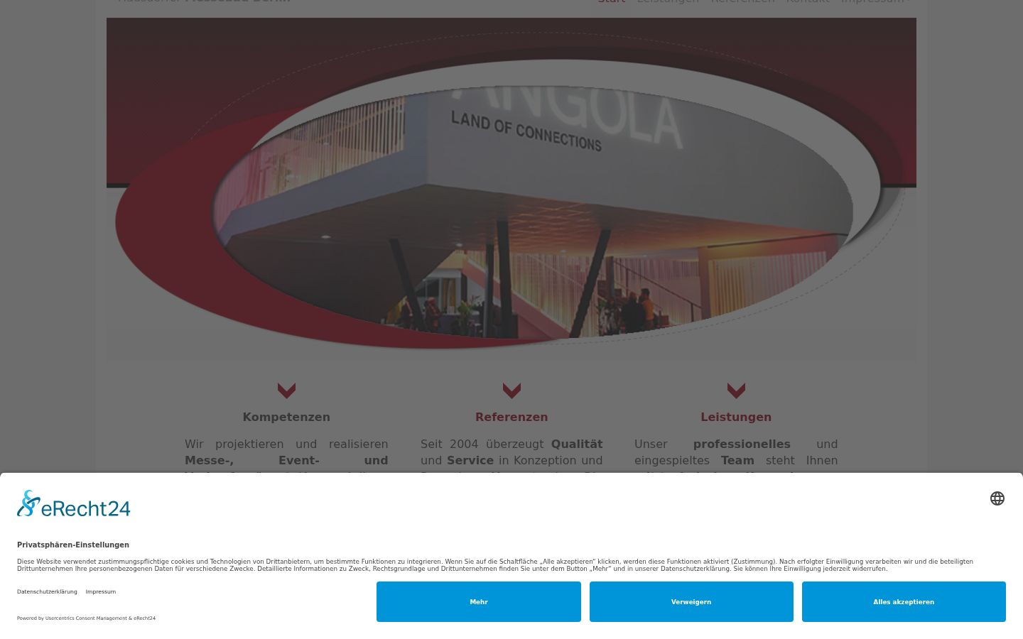 Screenshot des Einwilligungsbanners vor jeglicher Interaktion