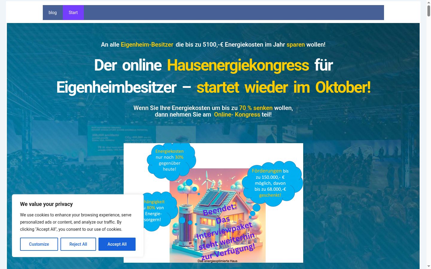 Screenshot del banner di consenso mostrato prima di qualsiasi interazione