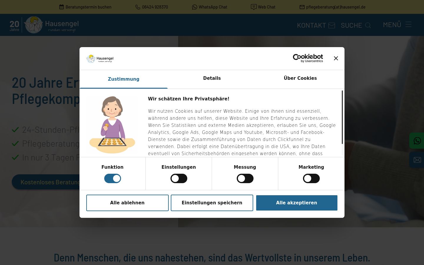 Screenshot del banner di consenso mostrato prima di qualsiasi interazione