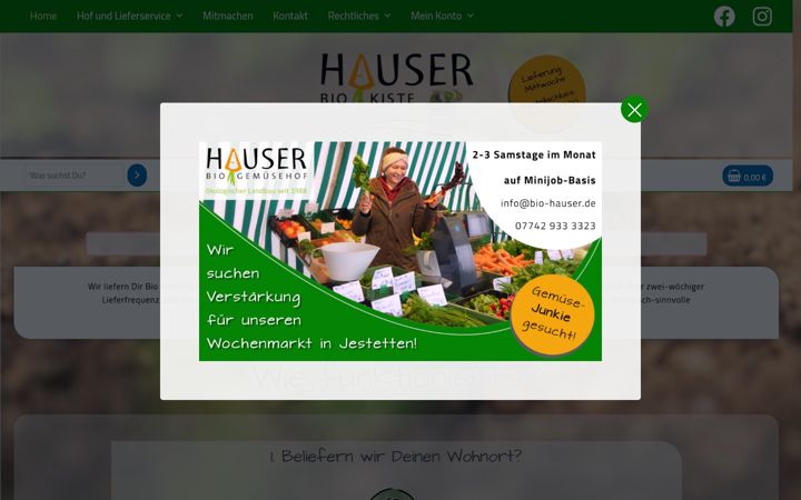 Screenshot di hauser-biokiste.de
