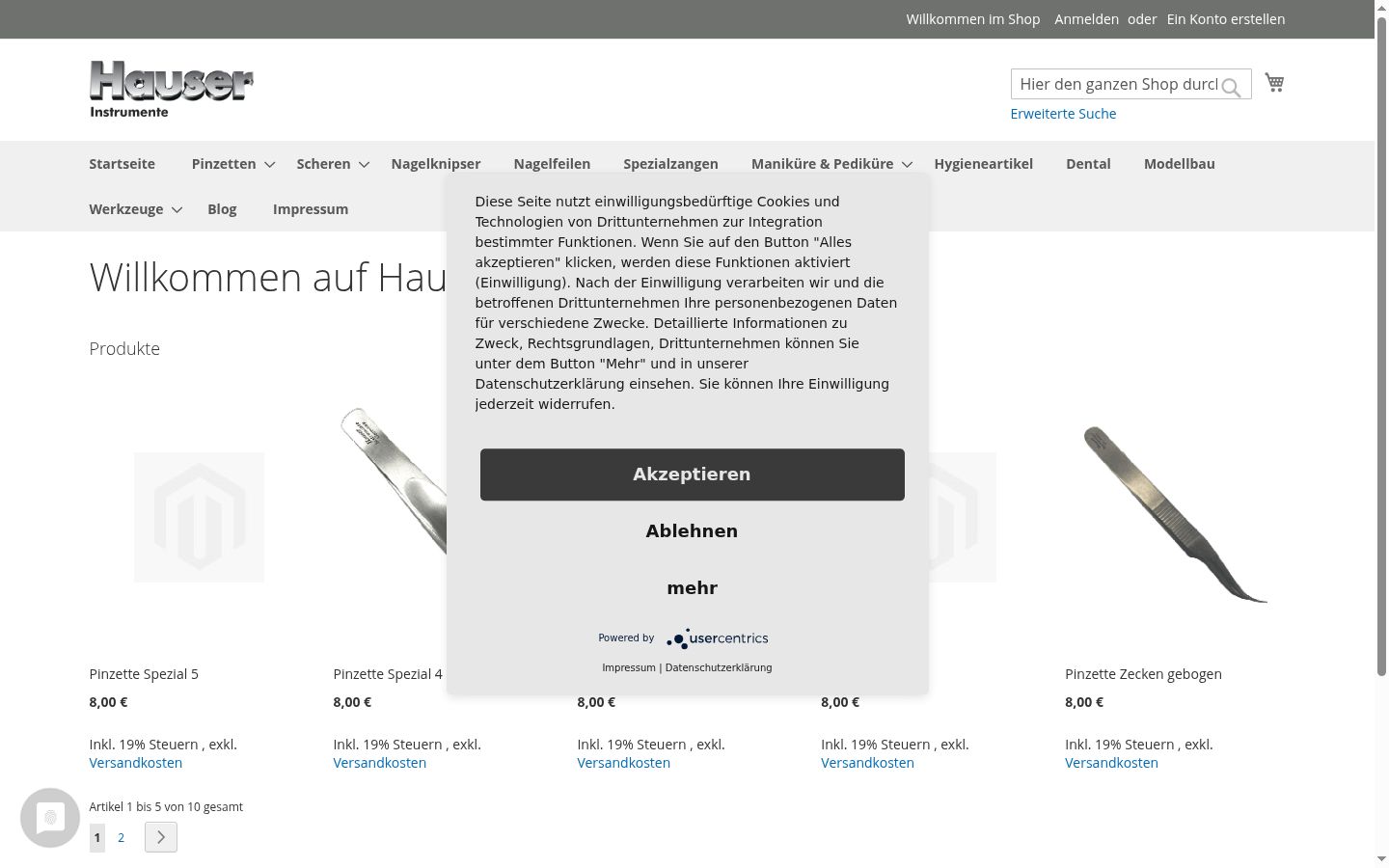 Screenshot del banner di consenso mostrato prima di qualsiasi interazione