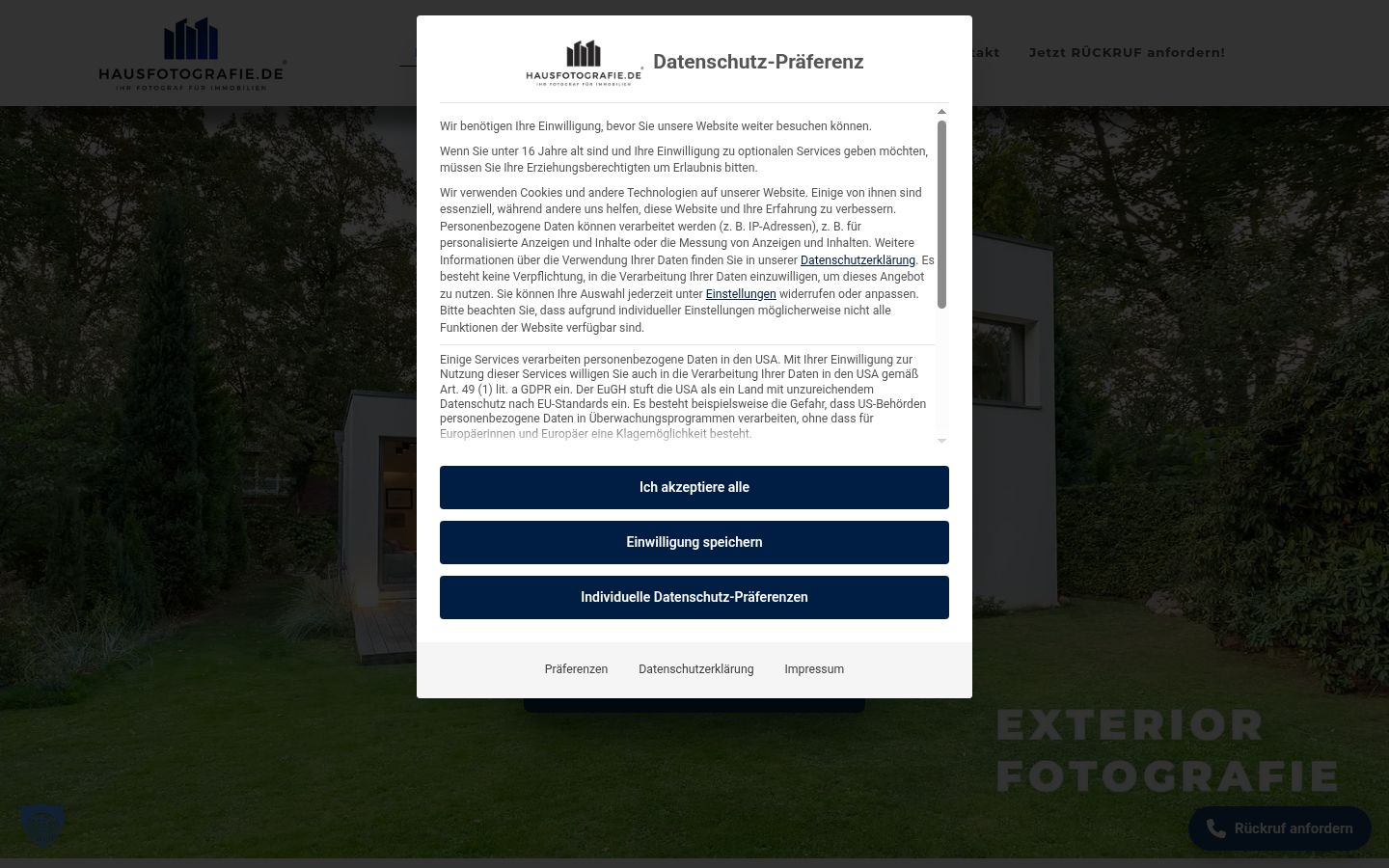Screenshot del banner di consenso mostrato prima di qualsiasi interazione