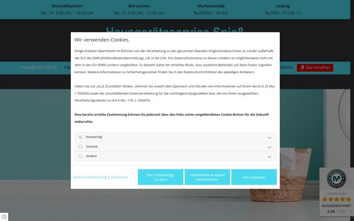 Screenshot di hausgeraete-spiess.de