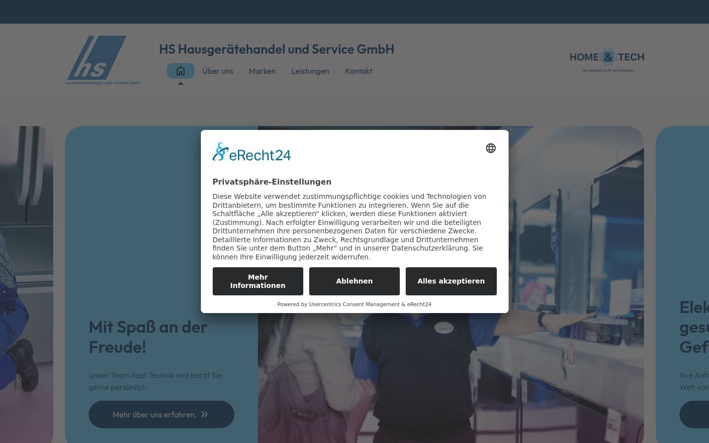 Screenshot del banner di consenso mostrato prima di qualsiasi interazione