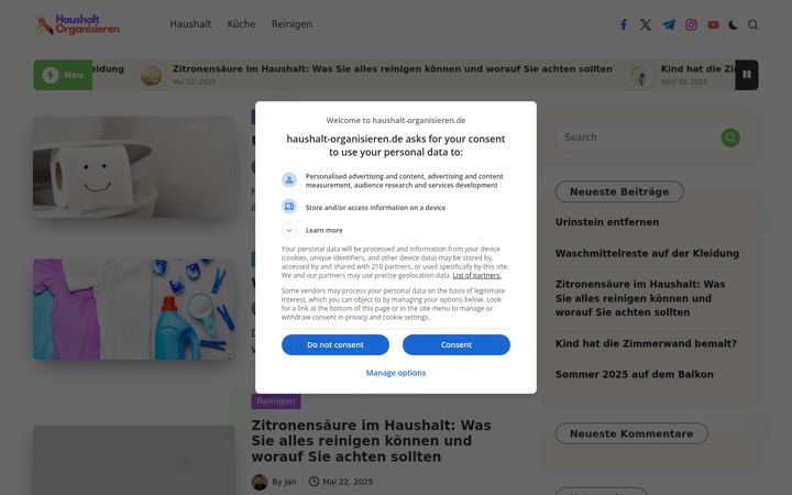 Screenshot of haushalt-organisieren.de