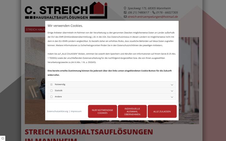 Screenshot of haushaltsaufloesungen-in-mannheim.de