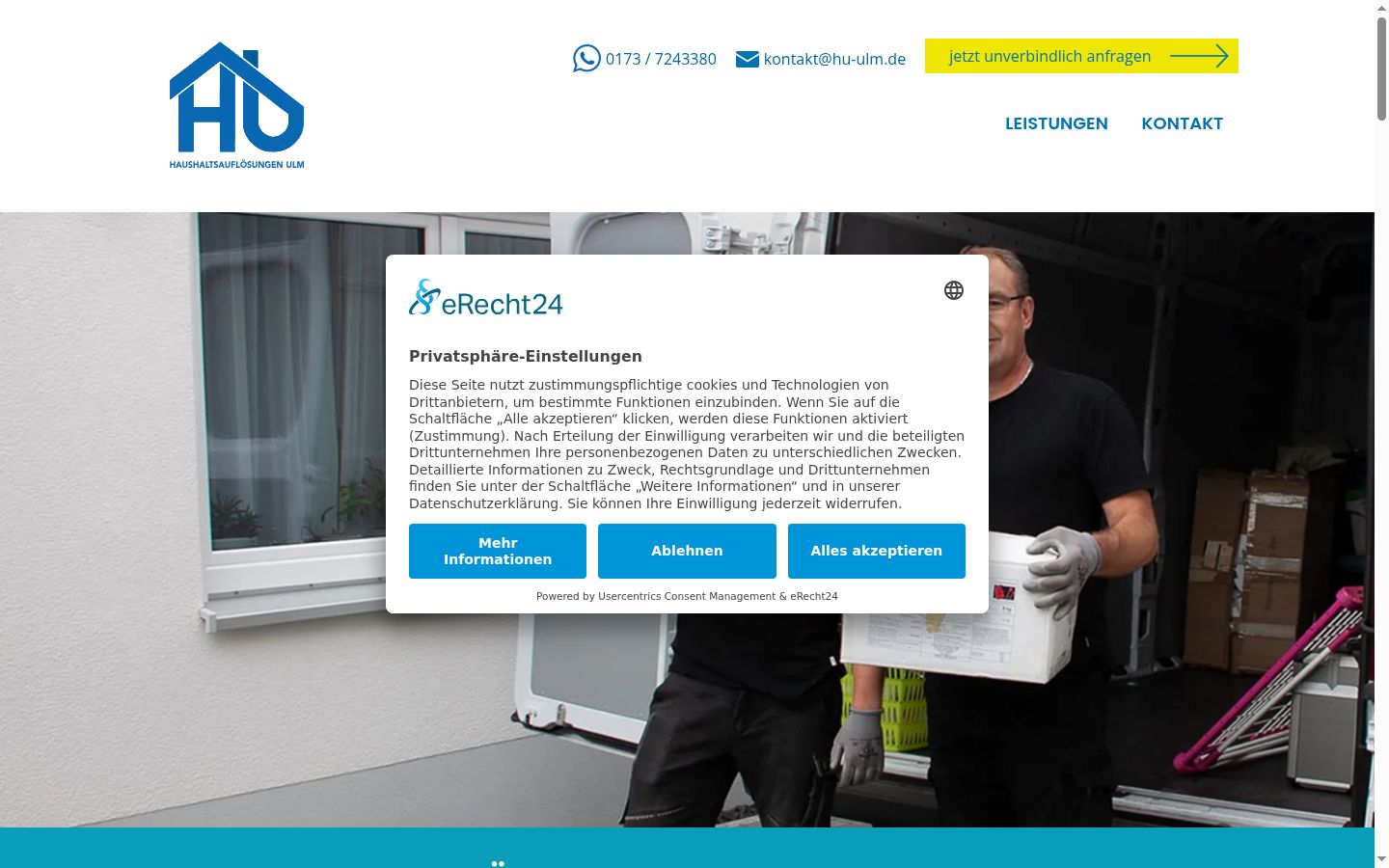 Screenshot of the consent banner shown before any interaction