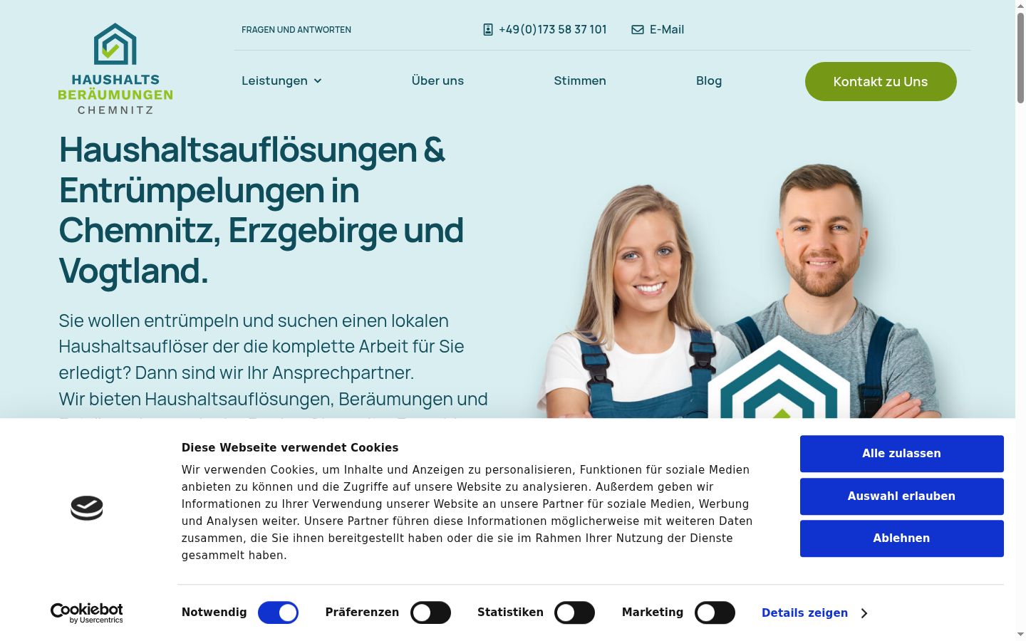 Screenshot del banner di consenso mostrato prima di qualsiasi interazione