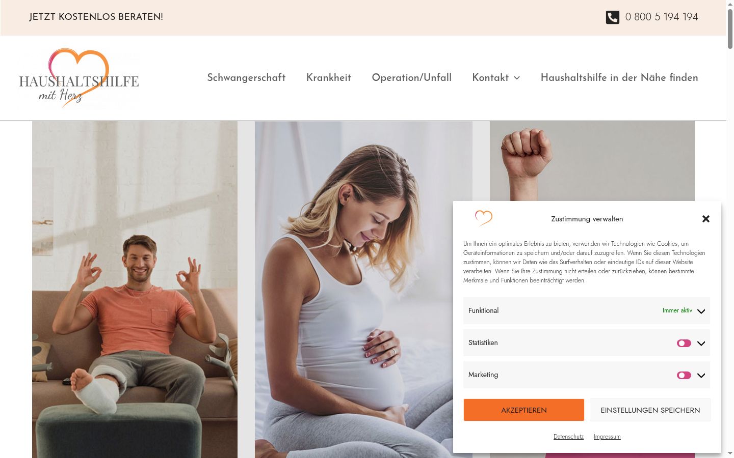Skærmbillede af samtykkebanneret, som det blev vist før nogen interaktion