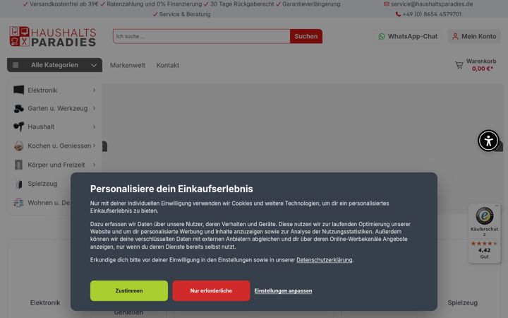 Screenshot di haushaltsparadies.de