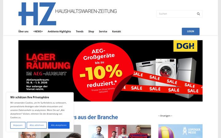 Screenshot of haushaltswaren-zeitung.de