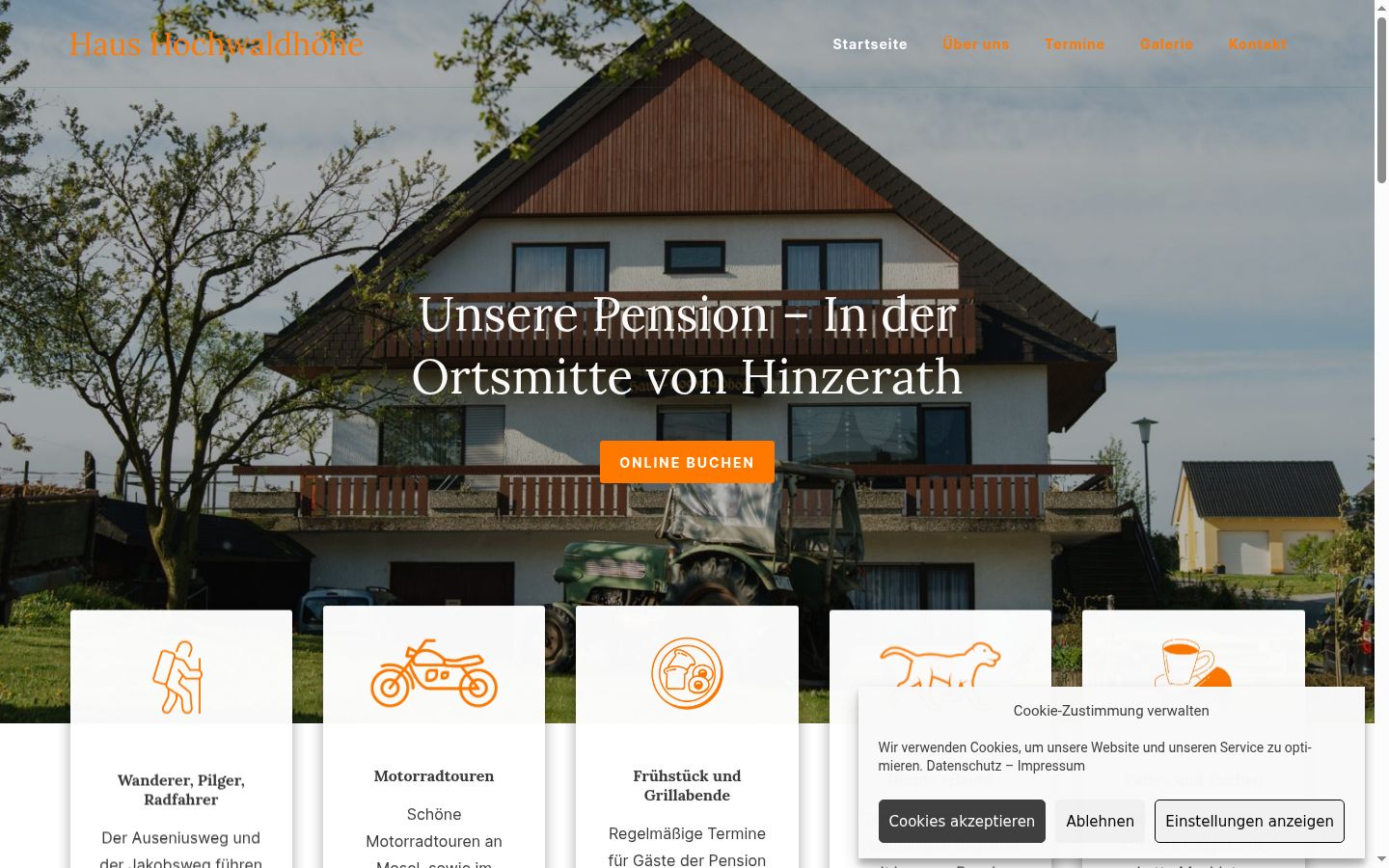 Screenshot des Einwilligungsbanners vor jeglicher Interaktion