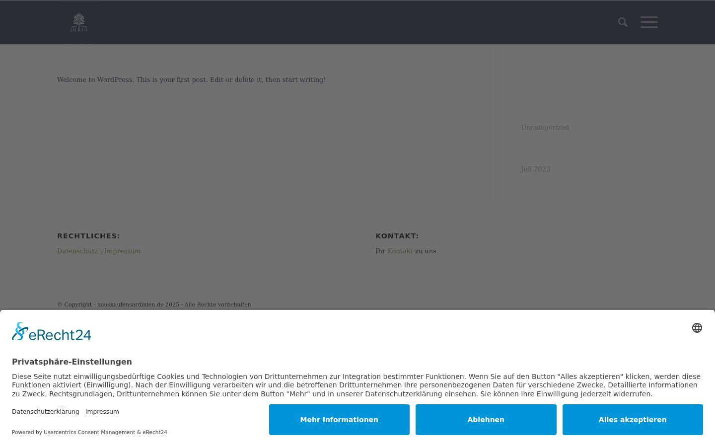 Screenshot of the consent banner shown before any interaction