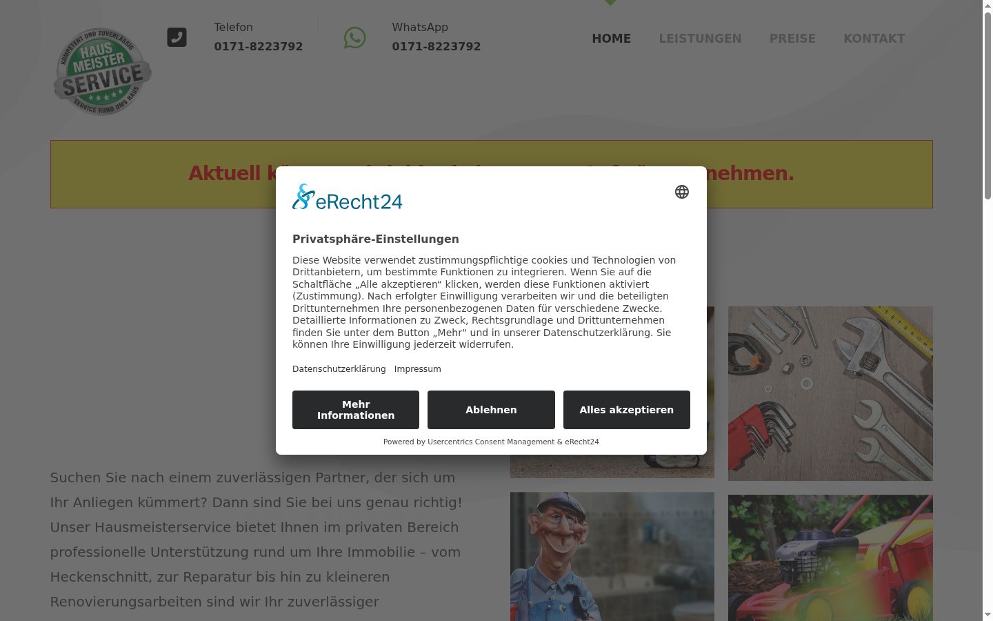 Screenshot del banner di consenso mostrato prima di qualsiasi interazione