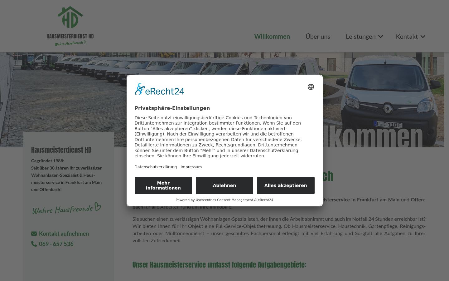 Skärmbild av samtyckesbannern som visades före någon interaktion