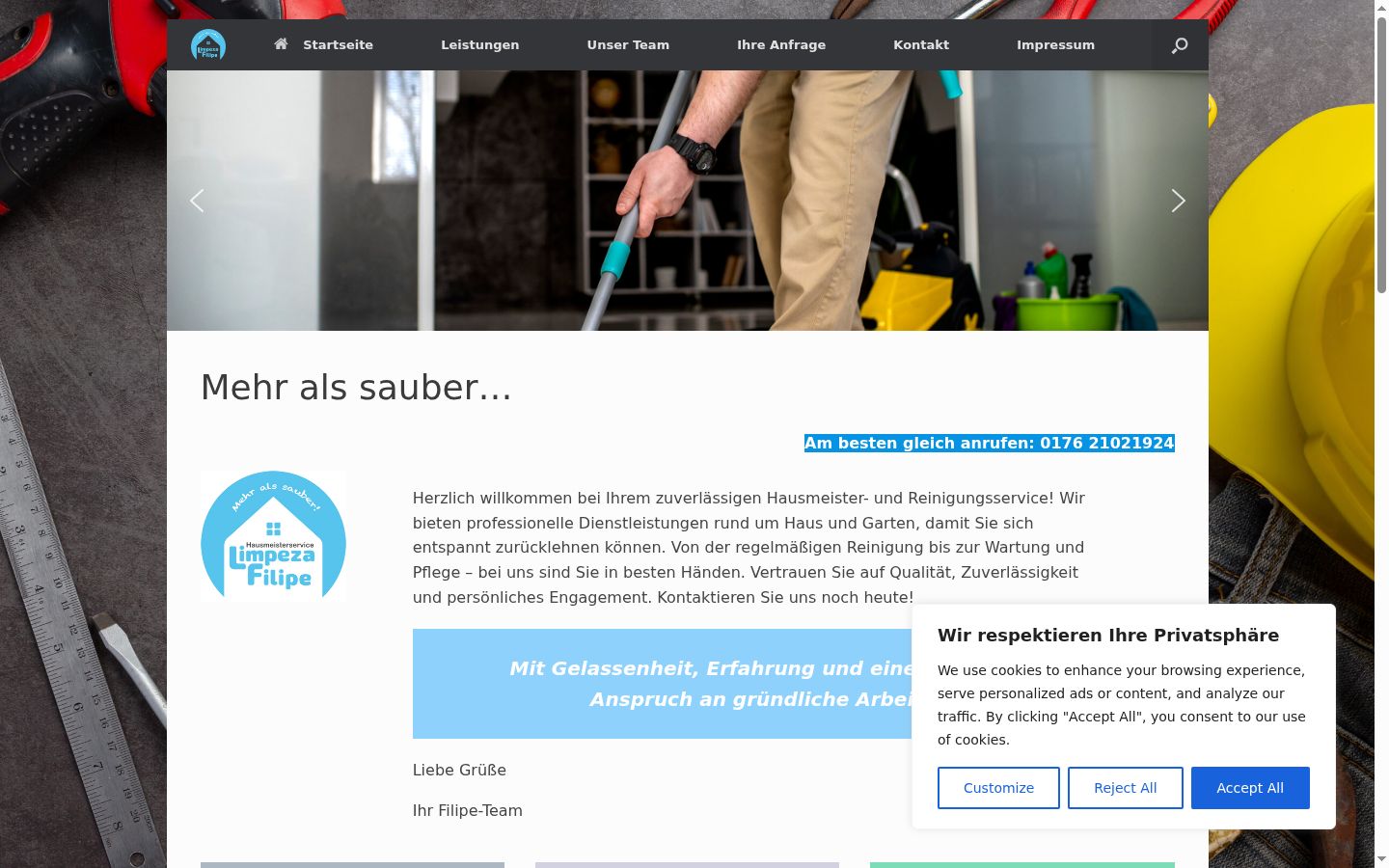 Screenshot del banner di consenso mostrato prima di qualsiasi interazione