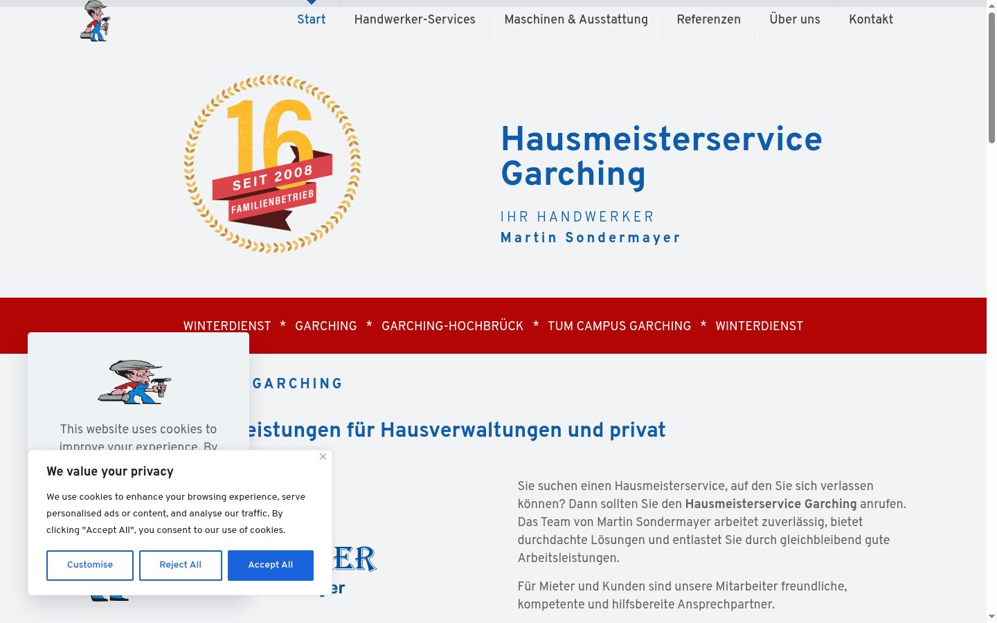 Screenshot del banner di consenso mostrato prima di qualsiasi interazione