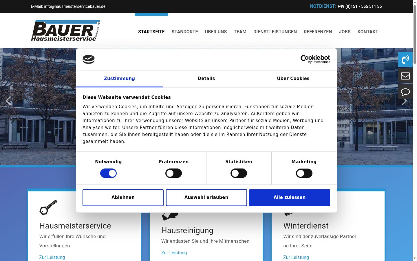 Screenshot del banner di consenso mostrato prima di qualsiasi interazione