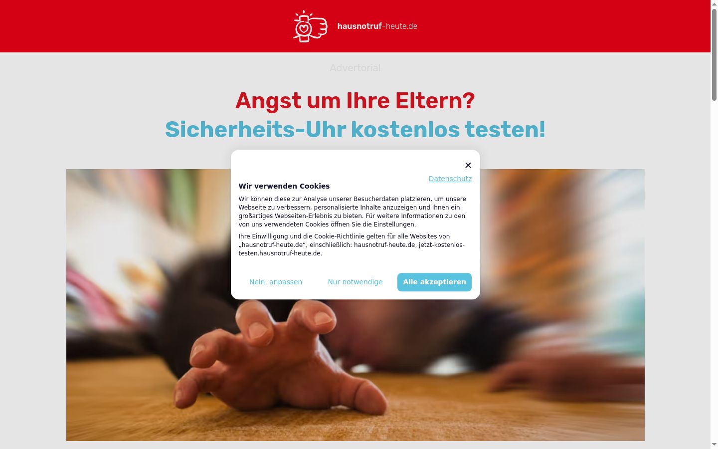Screenshot del banner di consenso mostrato prima di qualsiasi interazione