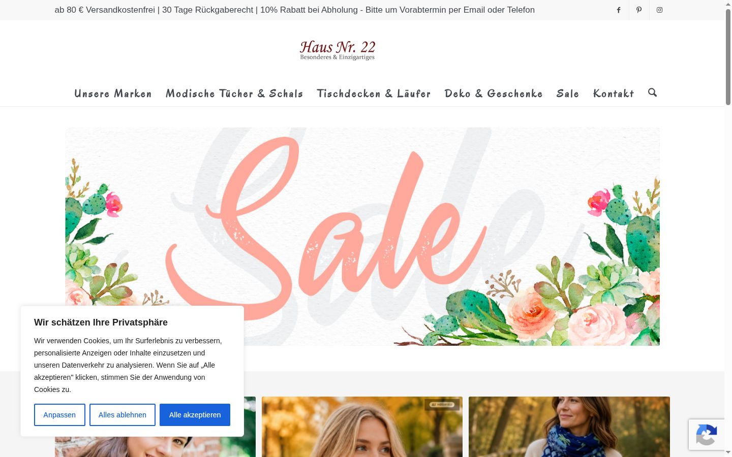 Screenshot del banner di consenso mostrato prima di qualsiasi interazione