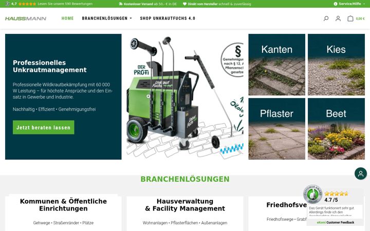 Screenshot stránky haussmann-shop.de