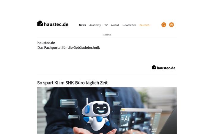 Captura de pantalla de haustec.de