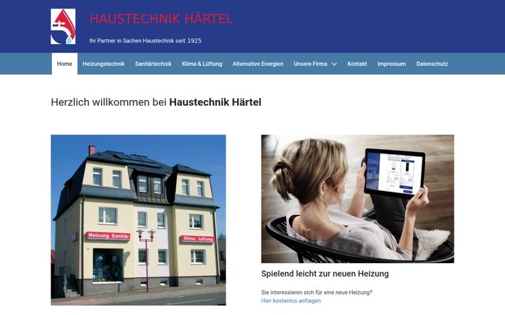 Captură de ecran a haustechnik-haertel.de