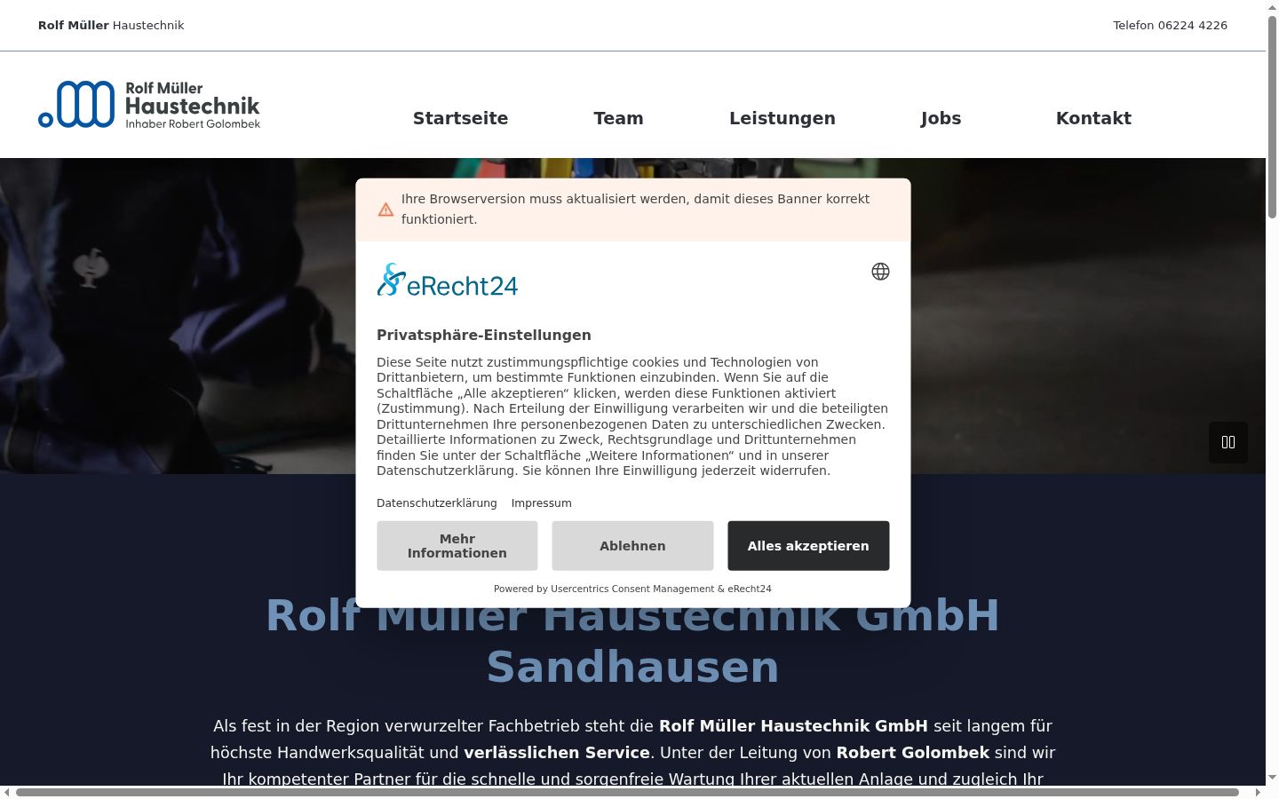 Snímek obrazovky baneru souhlasu zobrazeného před jakoukoli interakcí